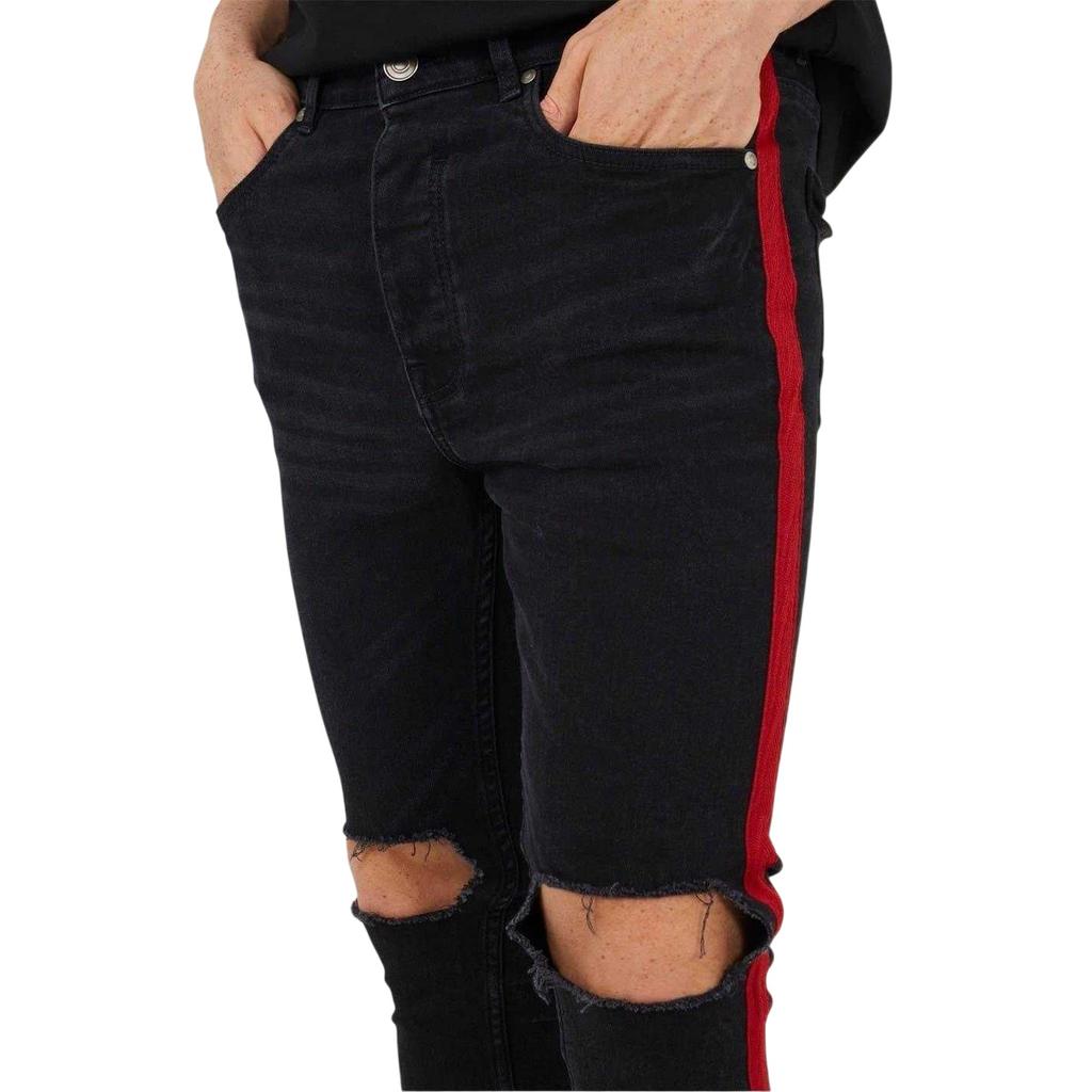 BRAVE SOUL Mens Denim Contrast Striped Side Seams Jeans