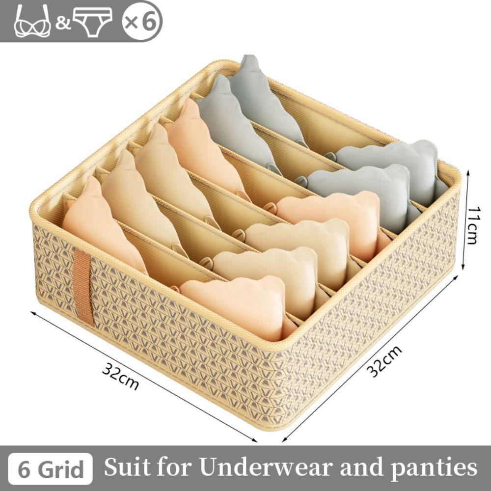 

With Compartments Drawers Separator Boxes Foldable Organizer Bag Wardrobe Organizer Home beige-6 grids