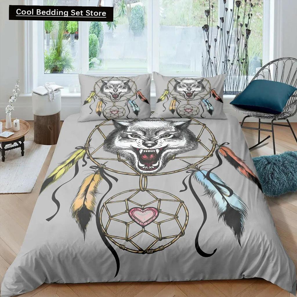 Dream Catcher Duvet Cover Mandala Bohemian Feather Polyester Quilt Cover Exotic Ethnic Tribal Hippie Full Twin Double Queen King