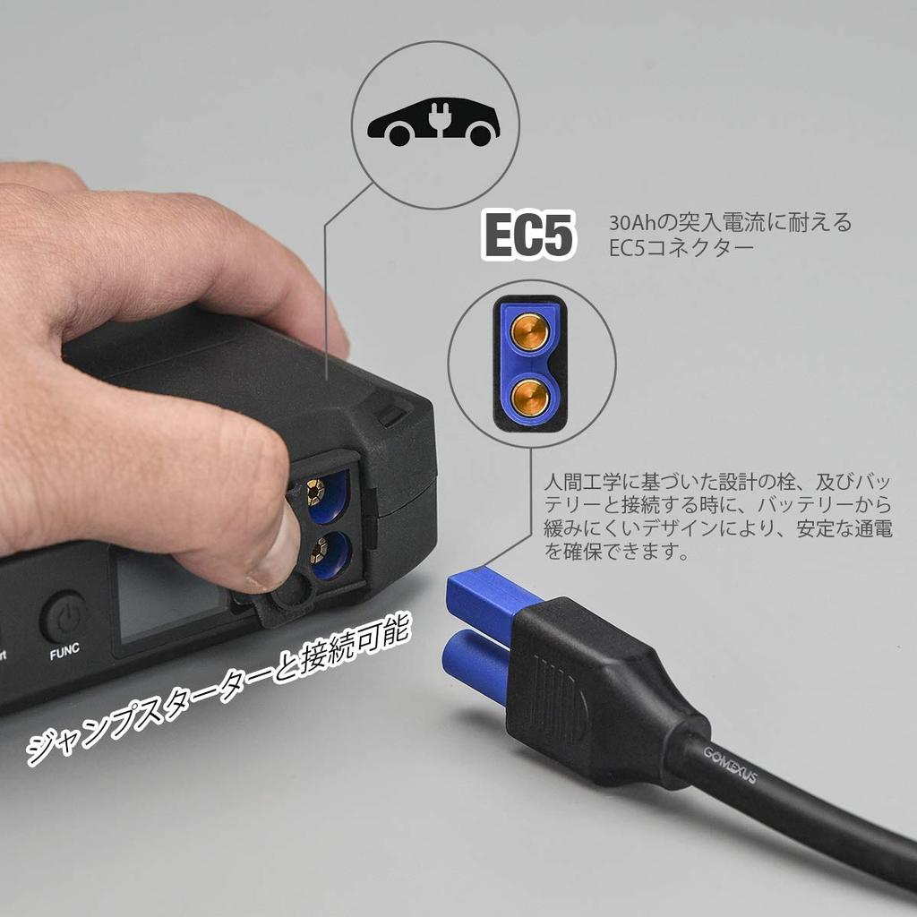 Gomexus Super AIR Electric Reel Jump Starter Cord, 270cm, Compatible with Shimano, Daiwa, Seaborg 200J, and Other Models, with EC5 Connector