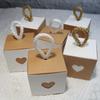 WTEMPO 20PCS 5.5*5.5*5.5CM Heart Shaped Hollow-out Kraft Paper Boxes Retro Cube Small Gift Packaging Boxes