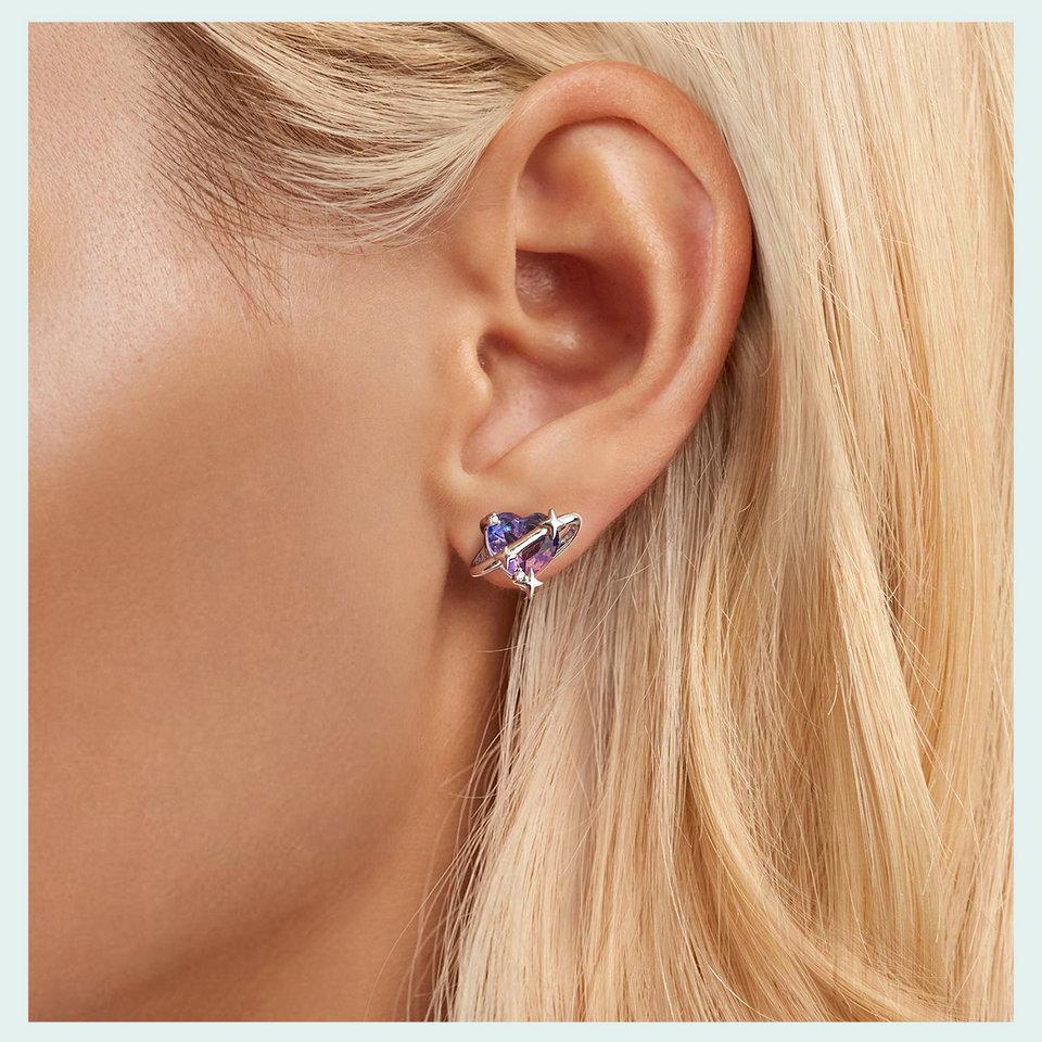 BAMOER 925 Sterlingové stříbro Gradientní hvězdné puzetové náušnice Romantické náušnice lásky pro ženy Dívčí dárek Jemné šperky Každodenní nošení