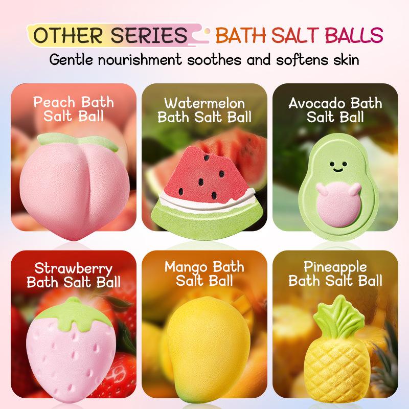 Colorful Fruit Bath Salt Ball 6-piece Set, Cleansing Body Fragrance Bath Salt Ball Skin Care Products