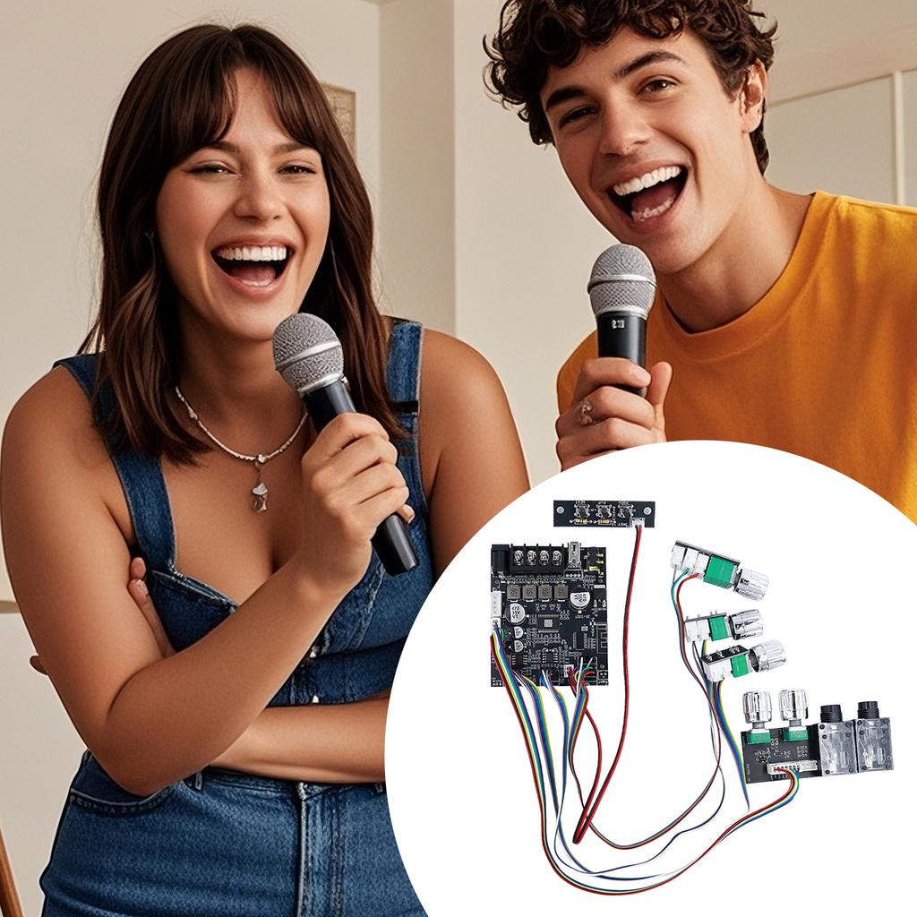 BT Amplifier Board with Dual Mic Echo Digital Power Amplifier Board Volume Control Amplifier Board Kit for Home Passive Speakers