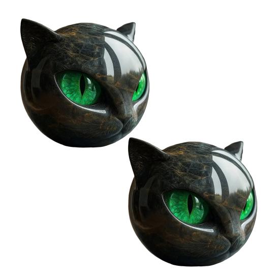 Mini Cat Stone Resin Cat Head Figurine Collectible Healing Stone Marble Texture Cat Stone Keepsake Gift for Cat Lovers Women Men