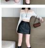 Plus Size Black PU A-line High Waist Skirt for Autumn/Winter