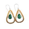 Rare Malachite Gemstone 925 Sterling Silver Jewelry Handmade Hook Earrings 2.27" EE-82-17