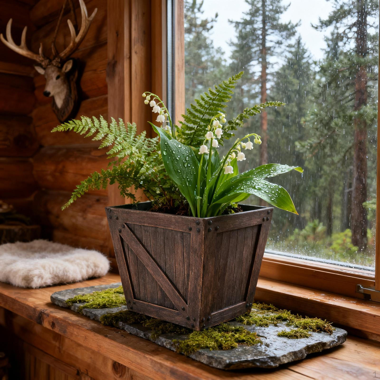 

Resin Planter Box Flower Holder 15 inch Farmhouse Simple Pot Square for Porch Hotel Wedding темно-коричневого