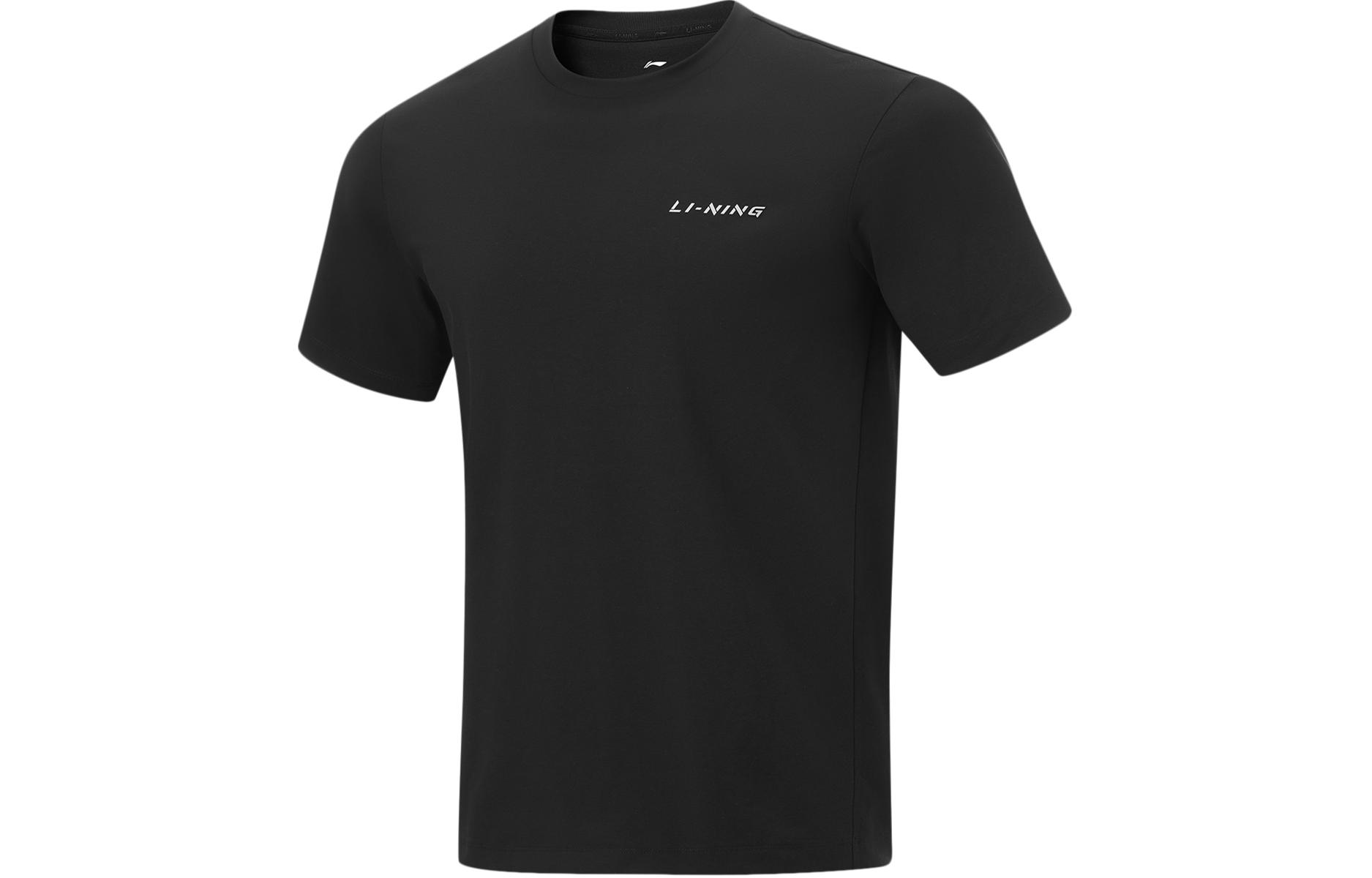 Li Ning Herbal Tea T Shirts Men s Black Crew Neck Moderate ATSU641-4 S