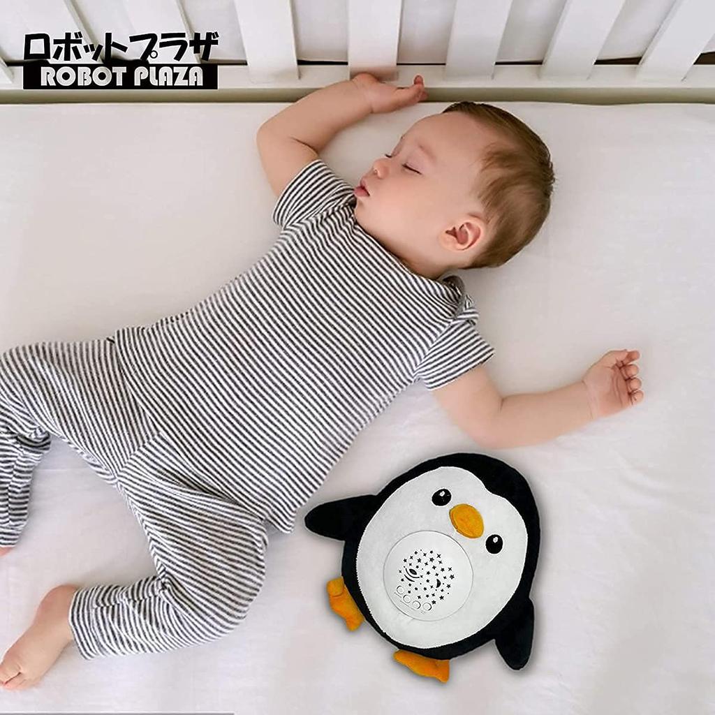 ROBOT PLAZA Schlafendes Plüschtier für Spielzeug für 0-jähriges Babyparty Baby Kinder, Alte, Projektion, Melodie, Planetarium, Herzschlag, Baby, Geschenk, (Pinguin)