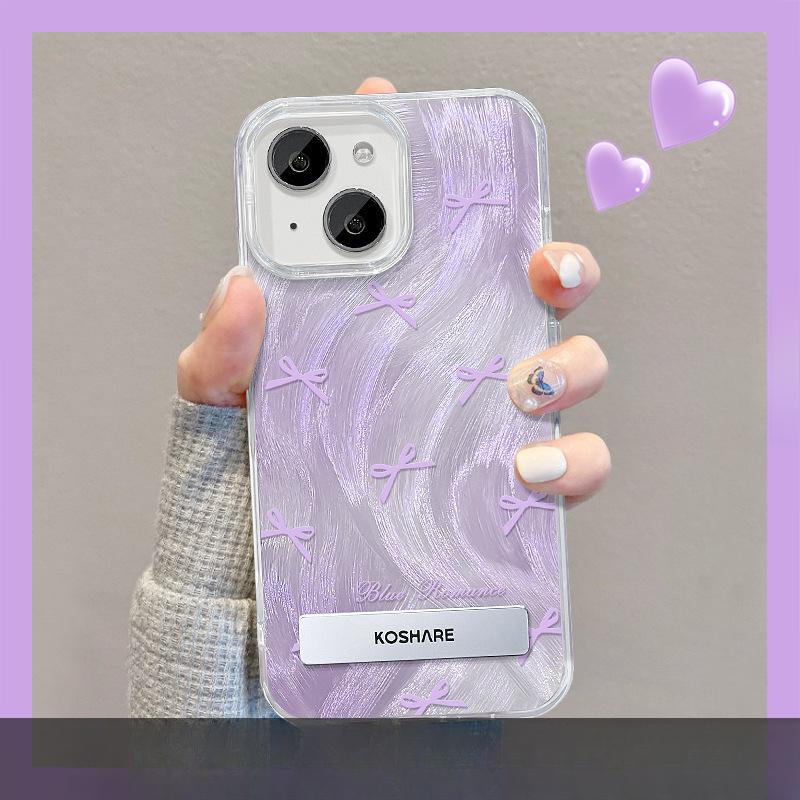 Applicable To Opporeno11 Mobile Phone Case Vivos18 Smudge Bow Bracket Lanyard Xiaomi 14 Feather Yarn IMD Women