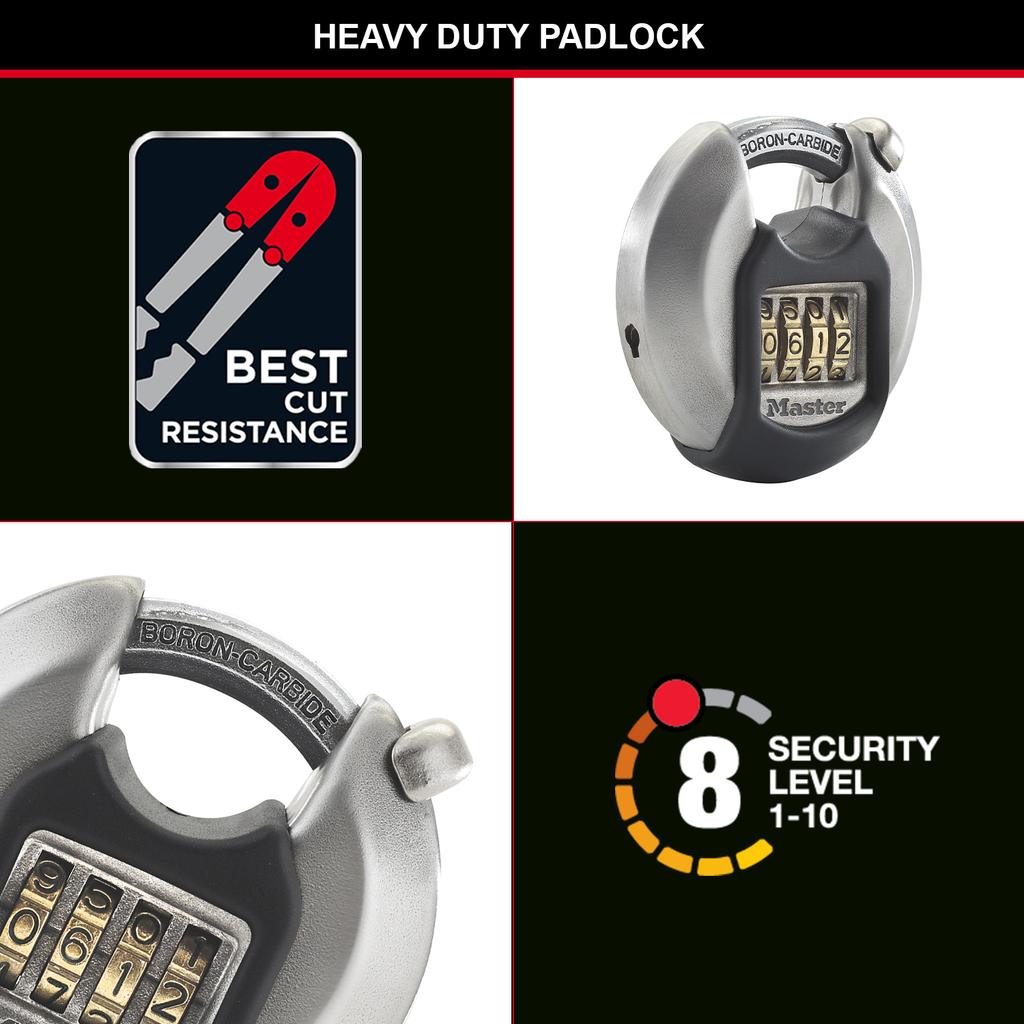 Master Lock Heavy Duty Stainless Steel Disc Padlock, Combination