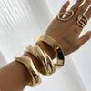 Jewelry, Simple Threaded Mirror Metal Wind Bracelet, Simple Heavy Industry Smooth Corrugated Stacked Jewelry
