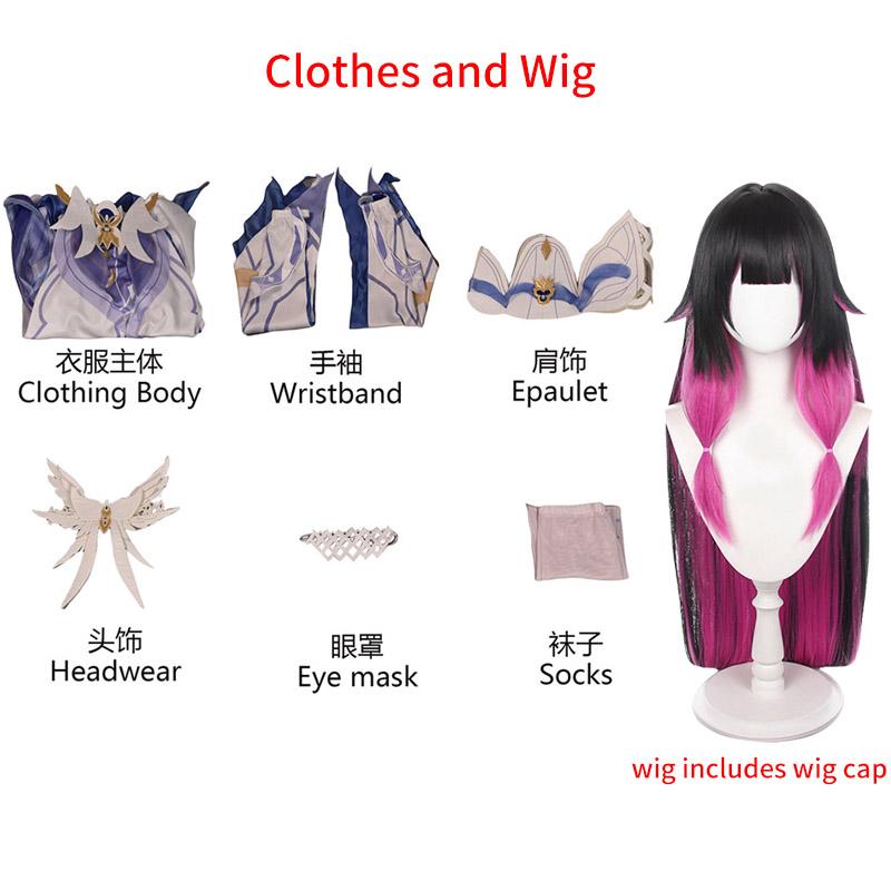 Ny Damselette Columbina Cosplay Kostym Peruk Spel Impact Fatui Cosplay Dräkter Kvinnor Rollspel Festklänning Outfits