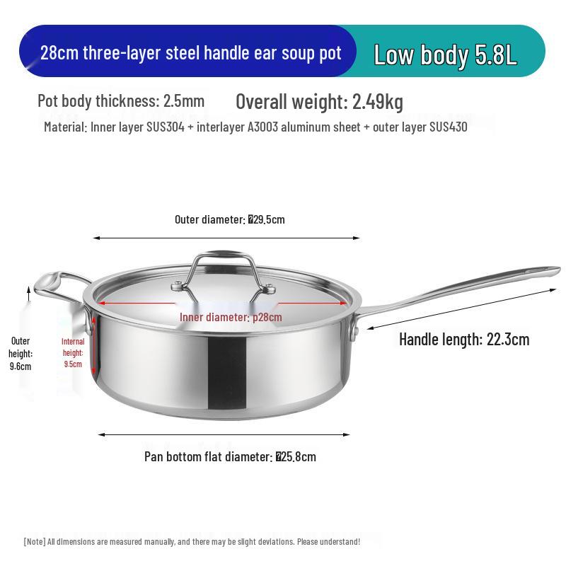 304 Stainless Steel Three-Ply Saucepan with Single Handle for Induction, Ideal for Baby Food, Noodles, and Household Cooking.