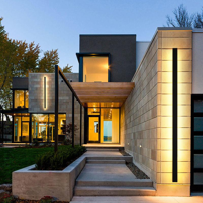 LED Außenwandleuchte lang wasserdicht Torleuchte schlicht modern Dekoration Garten Hof Villa