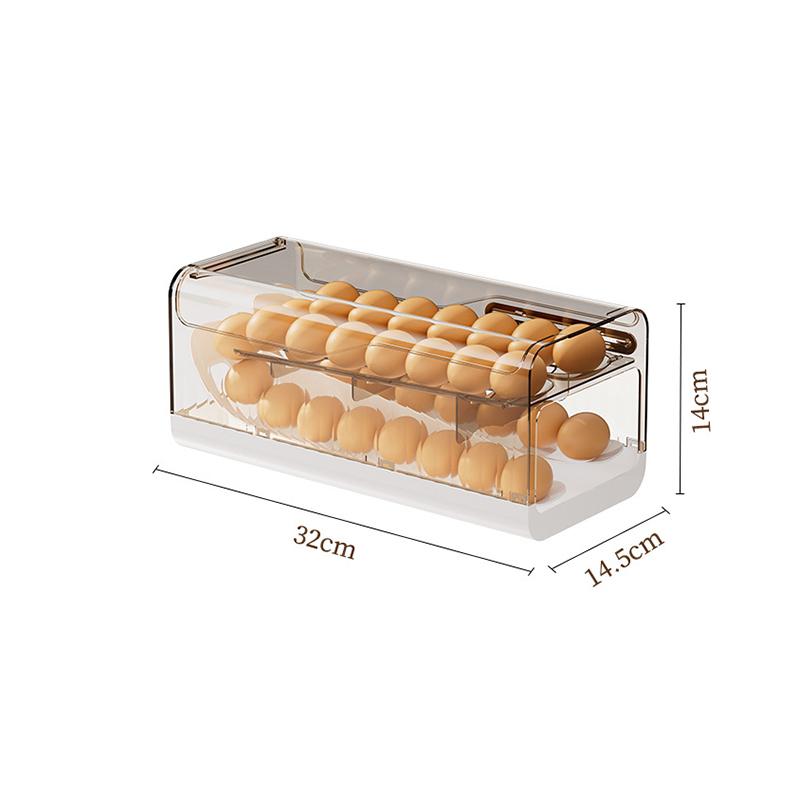 Automatic Rolling Egg Rack Holder Storage Box Refrigerator Egg Organizer Dispenser