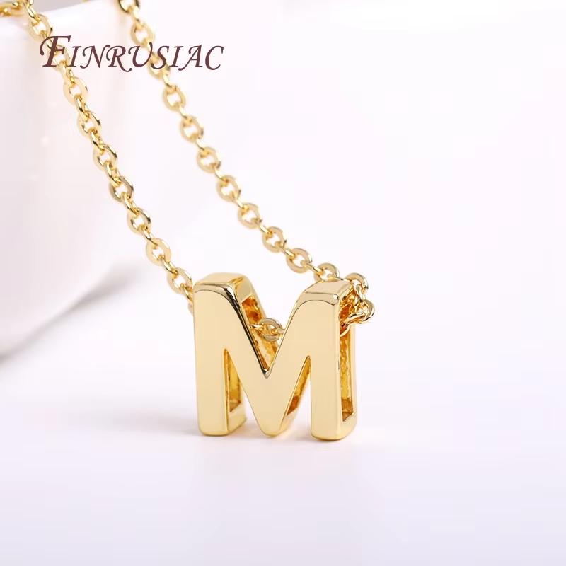 Gold Plated Brass Metal Initial 26 Letters Pendants Pendants Necklace For Women Jewelry Accessories Thin Chain Necklaces Female