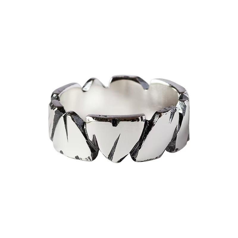 Adjustable Open Ring Men Women Vintage Geometric Textured Band Plated Retro Unisex Jewelry