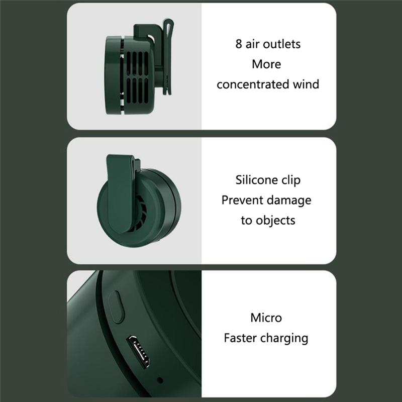 Appliances Parts Hang Belt Mini Summer Outdoor 3 Speed Fan USB Rechargeable Fan Cooling Bladeless Fan Clip-On Cooling Adjustable