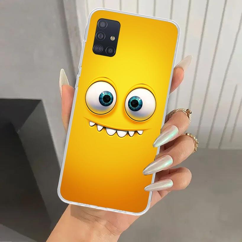 Funny Face Cute Phone Case for Samsung Galaxy A52 A32 A22 A12 A02S A50S A30S A10S Note 20 Ultra 10 Plus S10 A31 A20 A71 A72 Gala