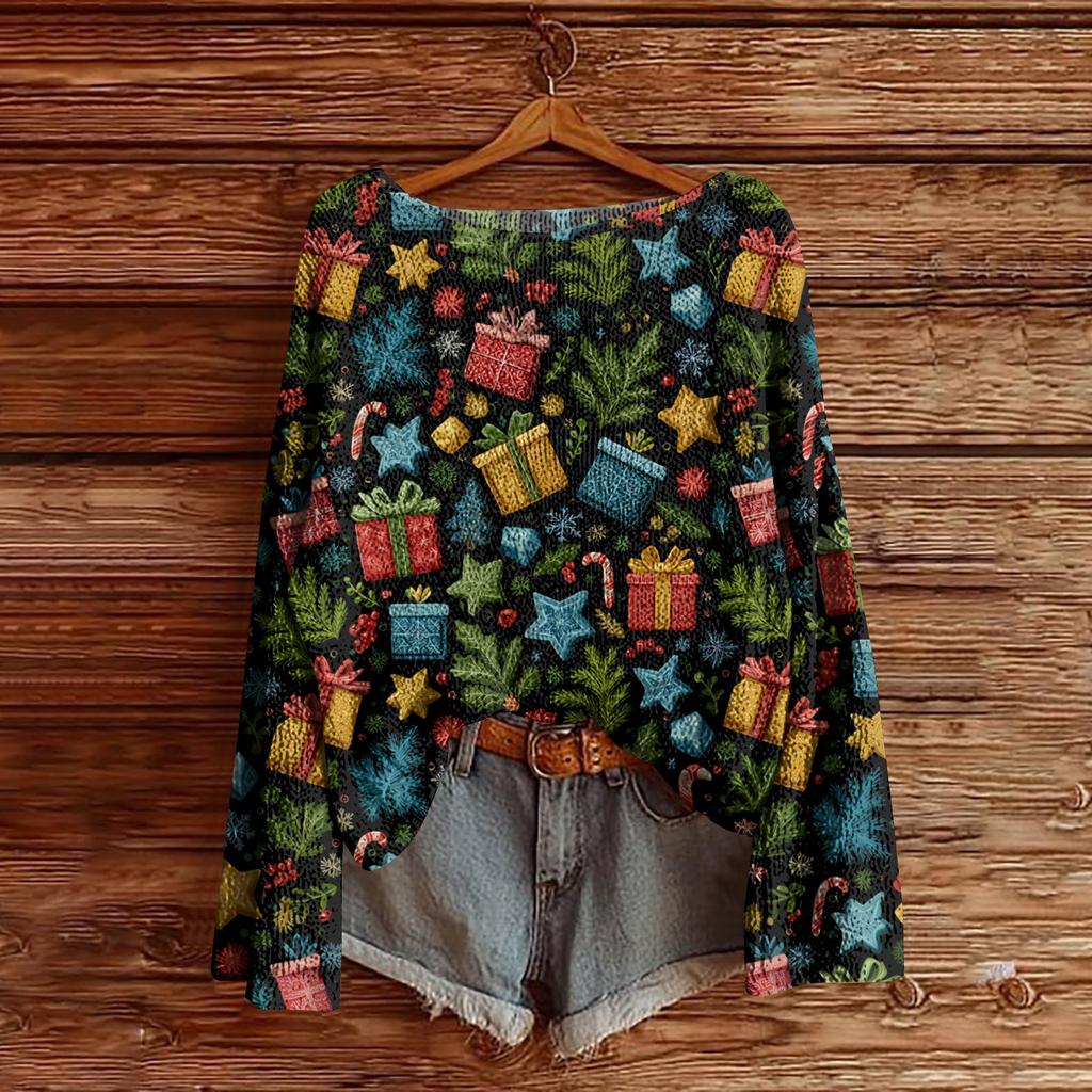 Women's Round Neck Lightweight Sweater Casual Long Sleeve Knit Pullover