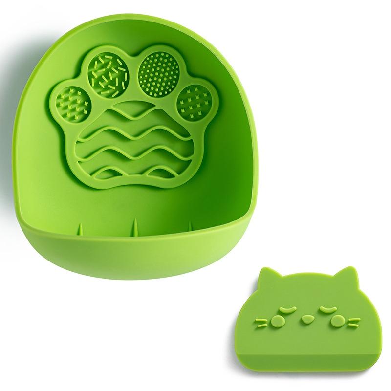 

Силиконовая миска для домашних животных с присоской для предотвращения опрокидывания, без клея, без гвоздей, для многоразового использования, медленная licking-мат для кошек и собак зелёный