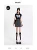 2025 Women's Gray High-Waist A-Line Miniskirt: College Style, Summer Slimming, Anti-Exposure Hip-Hugging Design