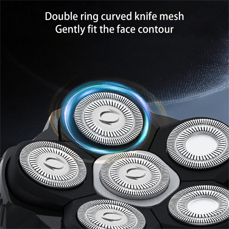 Efficient Men's Bald Head Electric Razors Digital Display Shaver Portable Beard Trimmer for Travel and Home Use