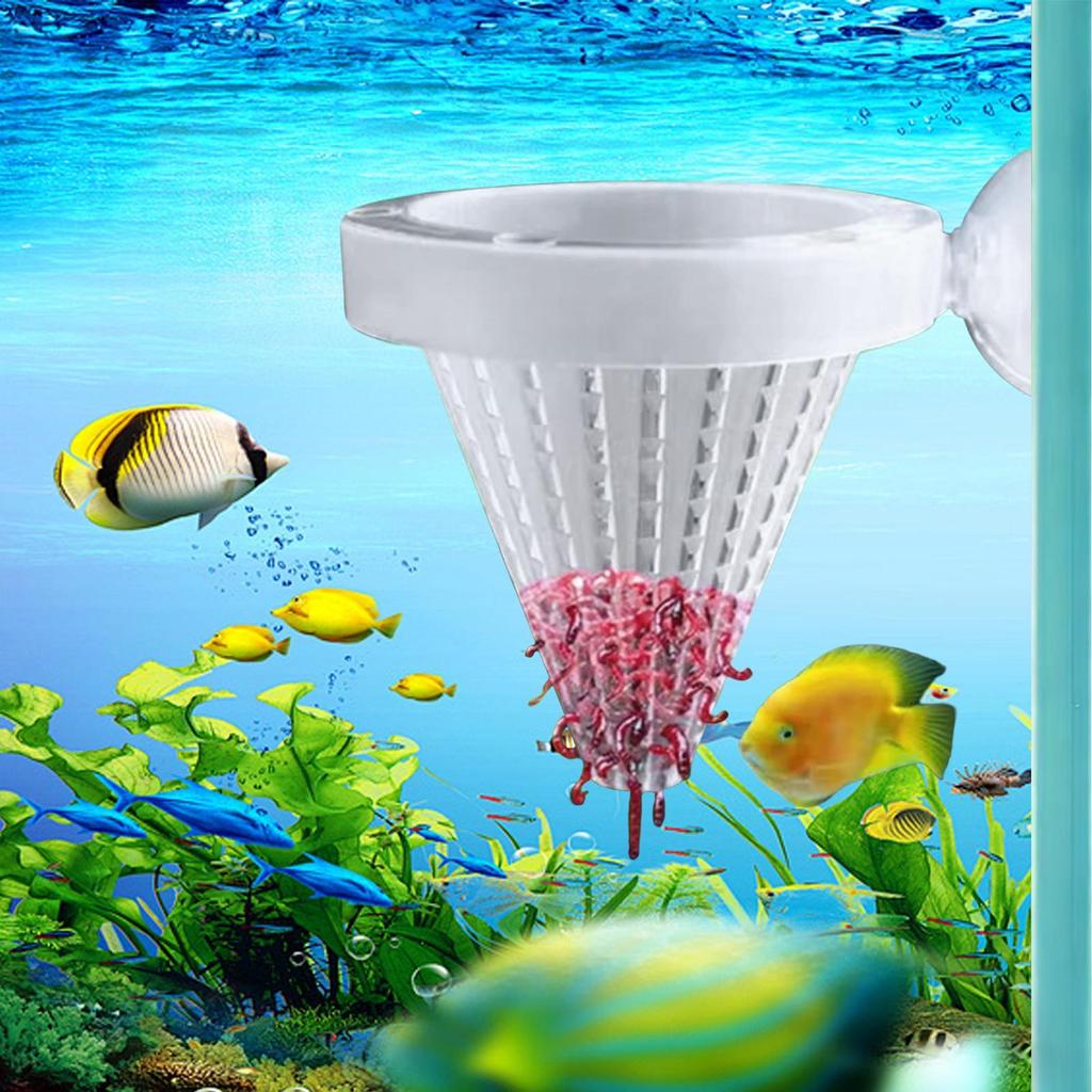 Aquarium Feeder Suction Cup Aquarium Red Worm Bowl Fish Tank Feeding Cup For Living Room Tabletop Foyer Entryway Bedroom
