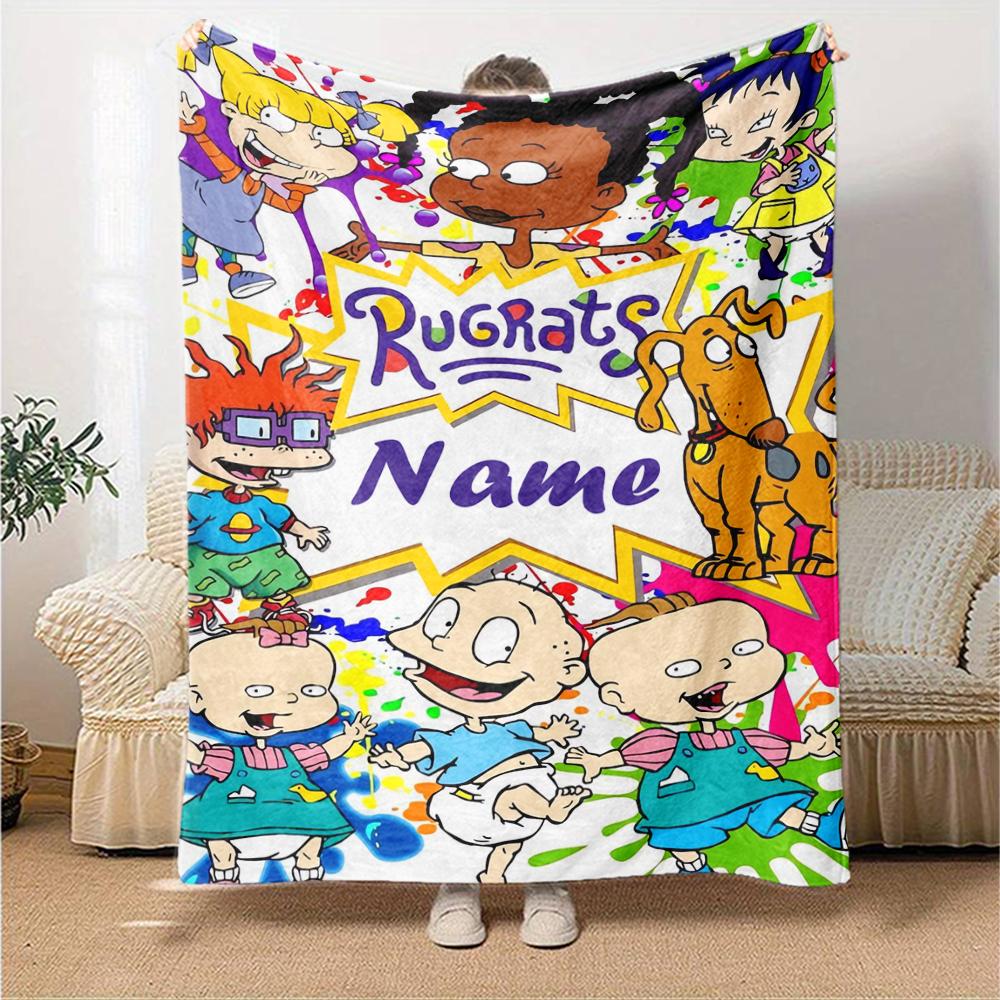 Custom Name Rugrats Theme Printed Blanket - Perfect for Couch, Bed, Travel & Outdoor Use | Machine Washable, Cozy & Durable.