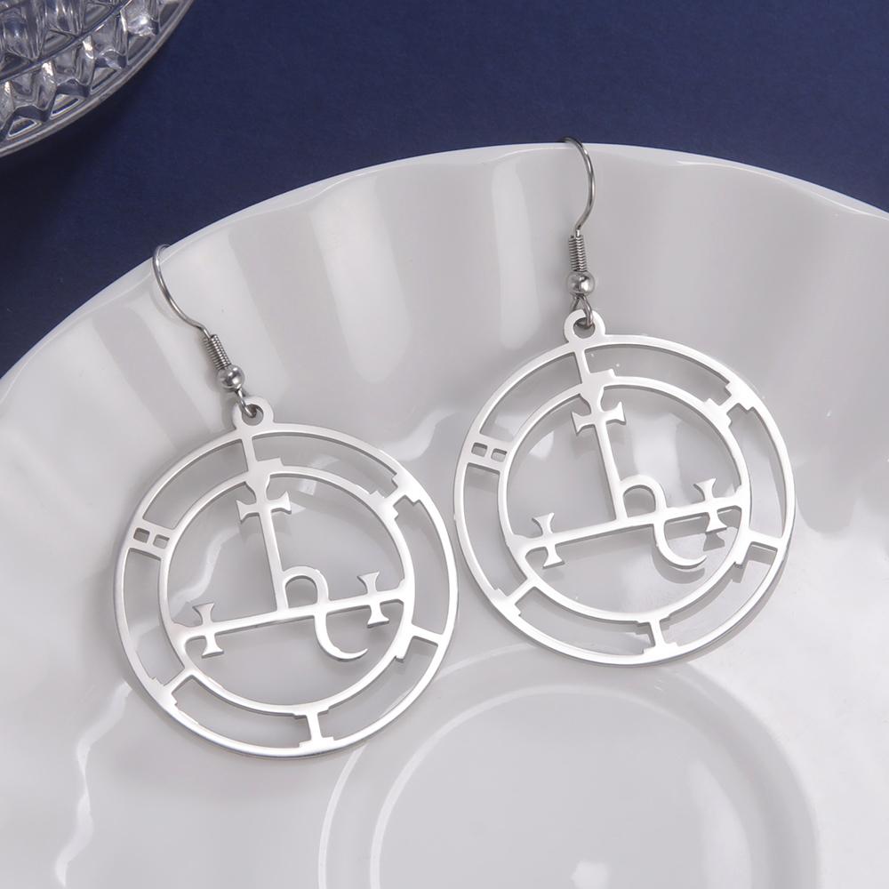 Dawapara Sigil of Lilith Earrings Pagan Seal Mythology Wiccan Amulet Witchcraft Magickal Gift Stainless Steel Jewelry