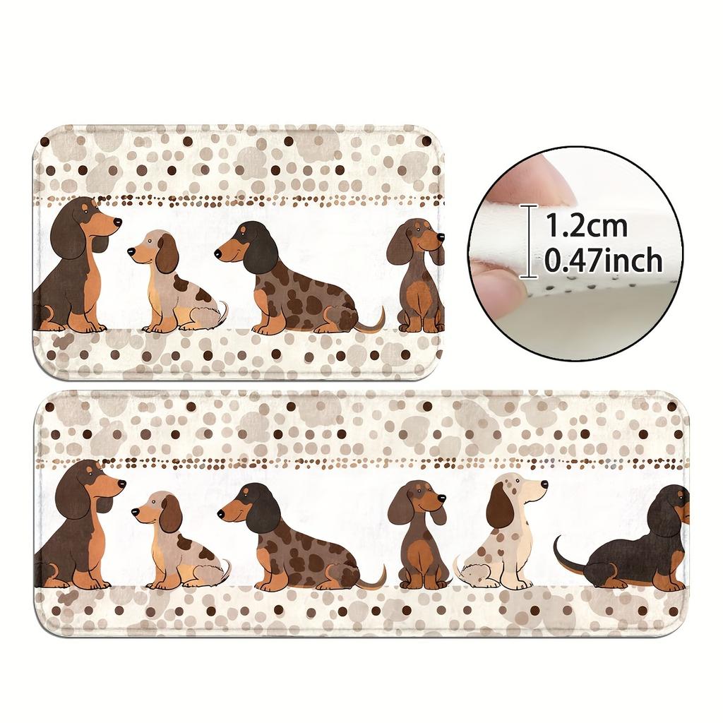 1Pcs Anti Fatigue Kitchen Rugs, Cute Dog Print Waterproof Non-Slip Thick Cushioned Kitchen Mat Heavy Duty Comfort Standing Mat for Kitchen