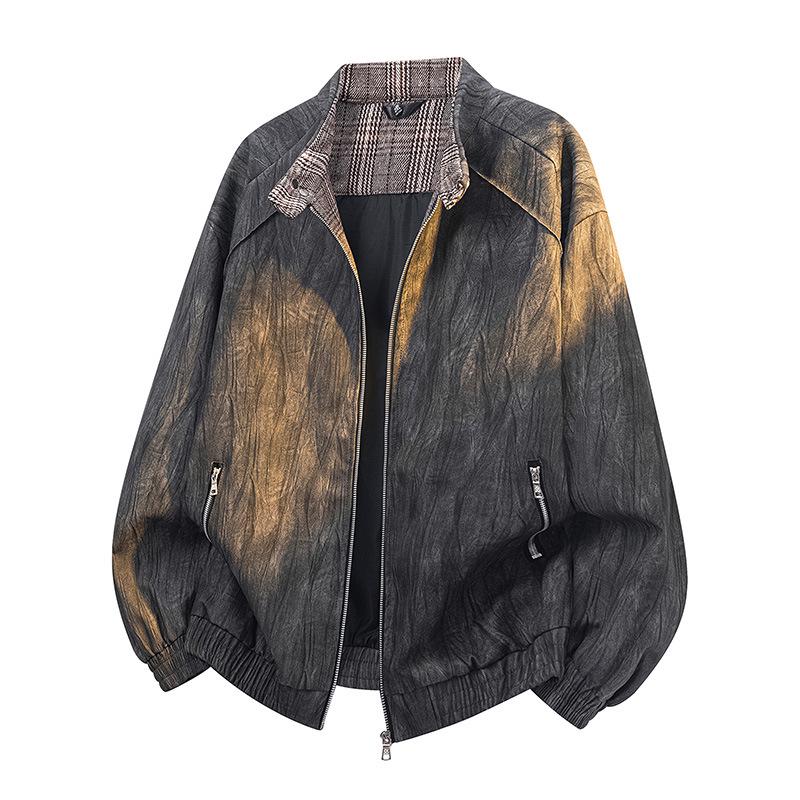 

Retro Velvety Leather Harrington Jacket - Autumn/Winter Style with Stand Collar L (110-125 lbs) чорний