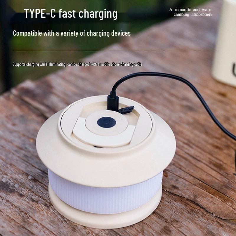 Rechargeable Outdoor Camping LED String Lights with Measuring Tape and Gas Atmosphere Lighting, Long Battery Life, Wind-Resistant Hanging Tent Rope.