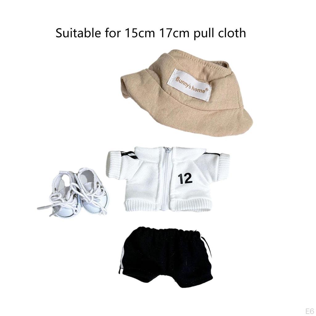 Doll Clothes Shirt Shorts Stylish Detachable Outifits for 6.69inch 3Pcs Black