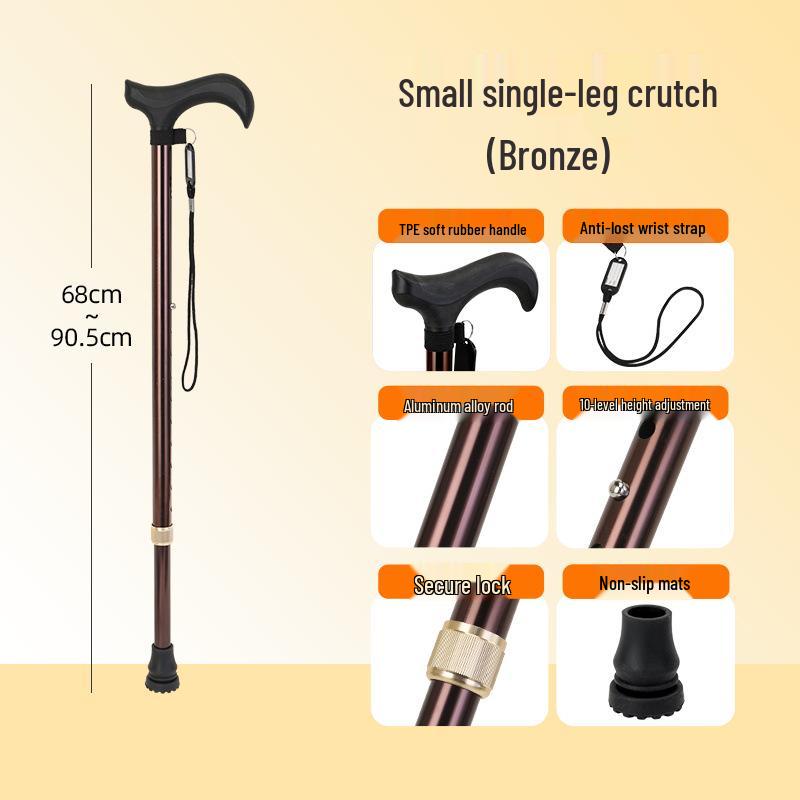 Adjustable Multifunctional Four-Legged Walker and Hiking Stick with Non-slip Detachable Cane for Seniors. 70-92.5 cm