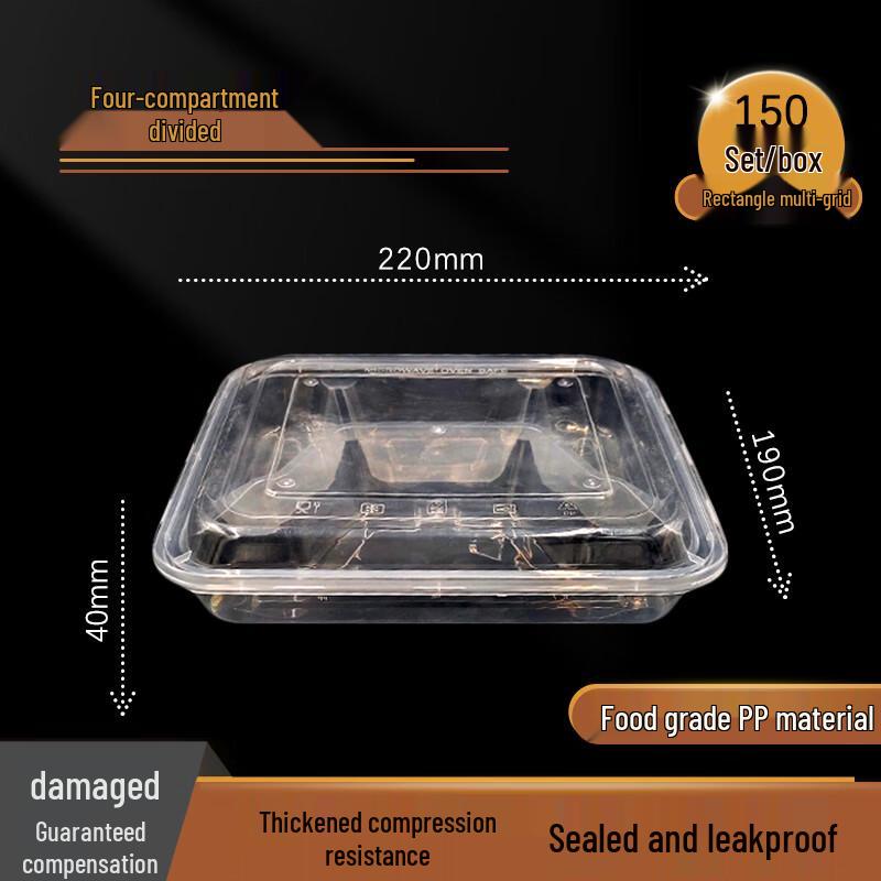 Disposable Four-Compartment Lunch Containers