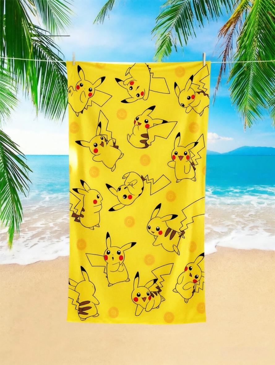 

1pc Toalla de playa Pokmon Pikachu, microfibra secado rpido, toalla de natacin para niños y adultos, ideal para verano playa W30*H60(CM)