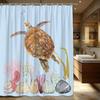 1pc Ocean-Themed Shower Curtain - Sea Turtle & Coral, Polyester, Machine Washable,  Woven Fabric, Bathroom Decor