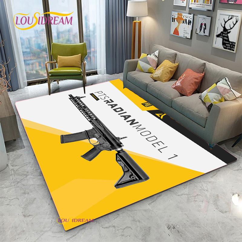 3D Geweer Pistool Revolver Wapen Cartoon Gebiedskleed, Tapijt Kleed voor Woonkamer Slaapkamer, Kind Keuken Deurmat Badkamer Antislip Vloermat