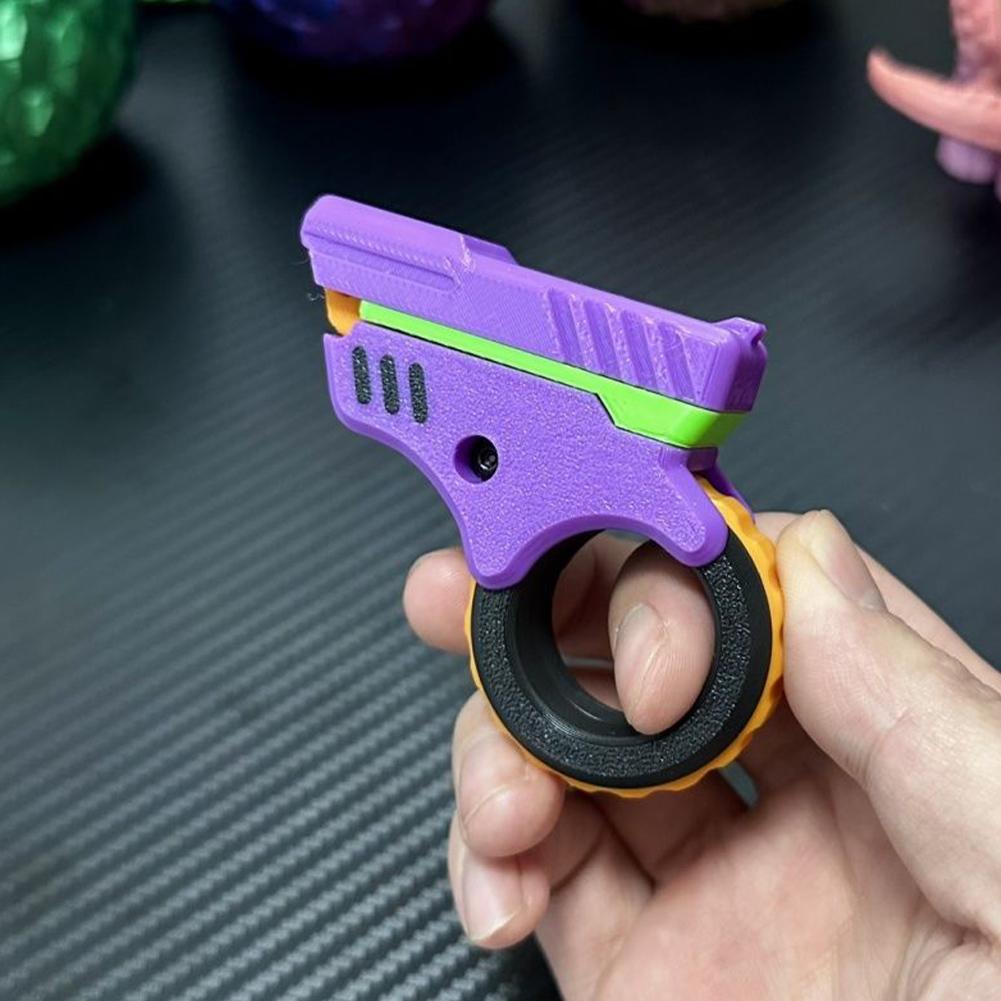 3D Printed EDC Soothing Spinner Effective Stress Reduction Metal Hand Spinner Small Pistol Toys for Anxiety and ADHD Sufferers