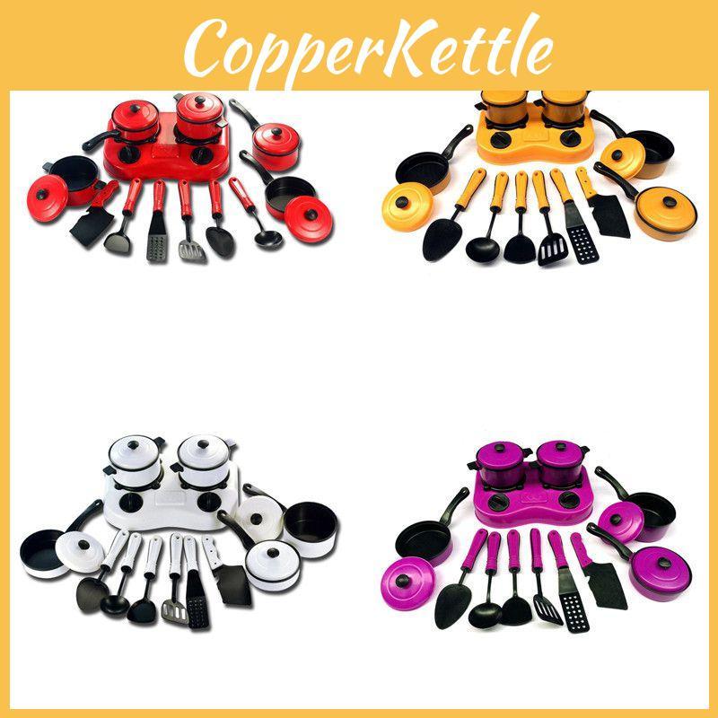 Colorful 12pcs Kitchen Cooking Play Set With Realistic Cookware For Kids Pretend Play