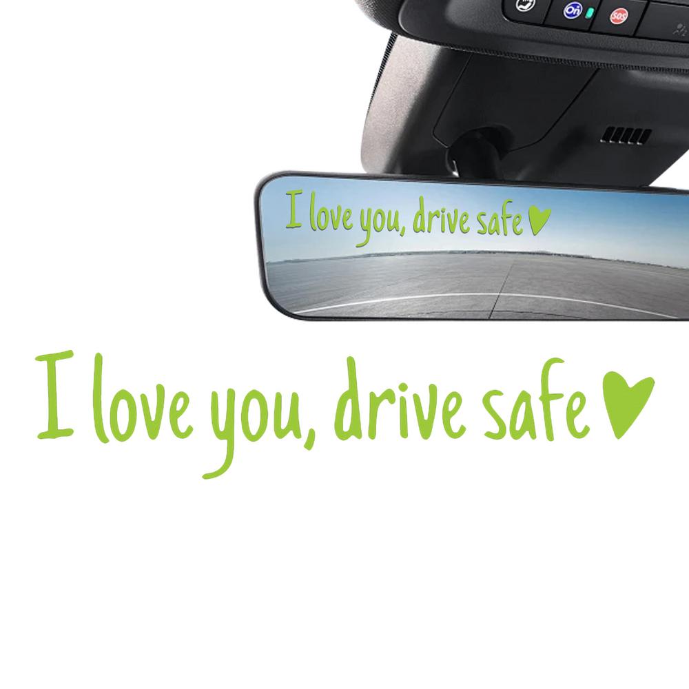 I Love You, Drive Safe Rearview Mirror Decal Heart-shaped Safety Reminder Durable Vinyl Car Decal Sticker For Women Drivers
