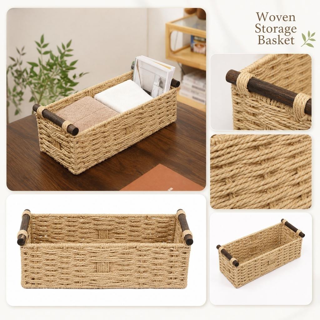 Woven Storage Basket 1 Pack - Decorative for Home Shelf and