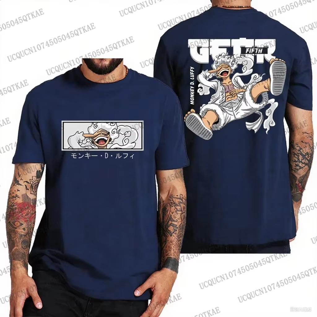 2026 New Edition One Piece Character Monkey D Luffy Pure Cotton Tshirt Mens Breathable Pure Cotton Tshirt 4XL