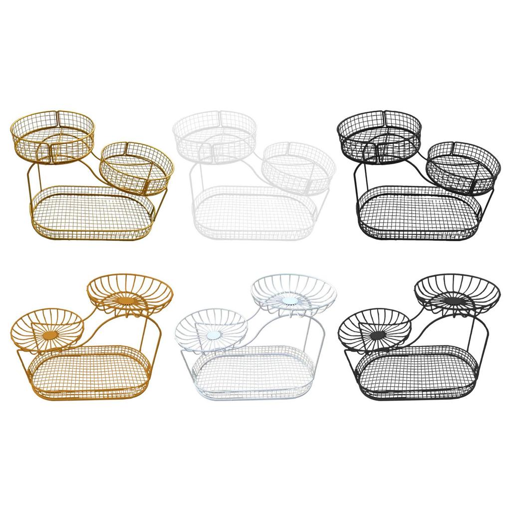 3 Tier Fruit Basket Metal Storage Stand Vegetable Holder Countertop Organizer Basket for Kitchen Dining Room