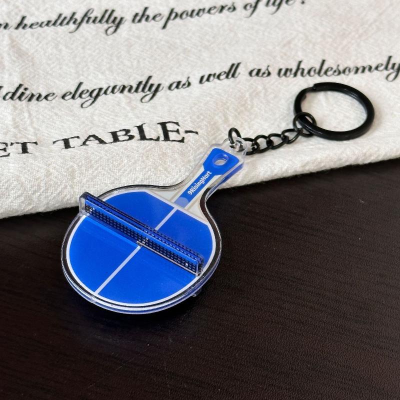 Acrylic Ping Pong Table Keychain Double Sided Mini 3D Sports Keyring Bag Pendant Car Key Chains Souvenir Gift