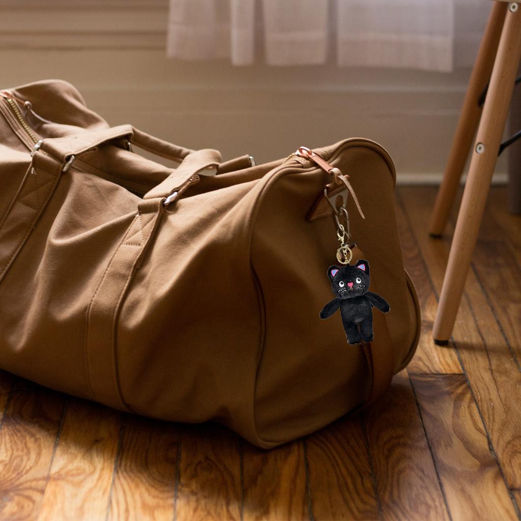 Speechless Cat Keychain Plush Mysterious Black Cat Doll Toy Keyring Bag Charm Backpack Decor Car Keys Holder for Couple