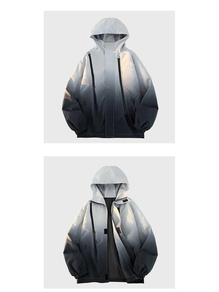 Hong Kong Style Gradient Windproof Water-Repellent Windbreaker Men's Casual Jacket for Spring and Autumn